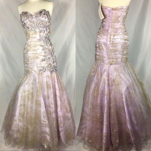 Tony Bowls 2000s White and Gold Prom Dress